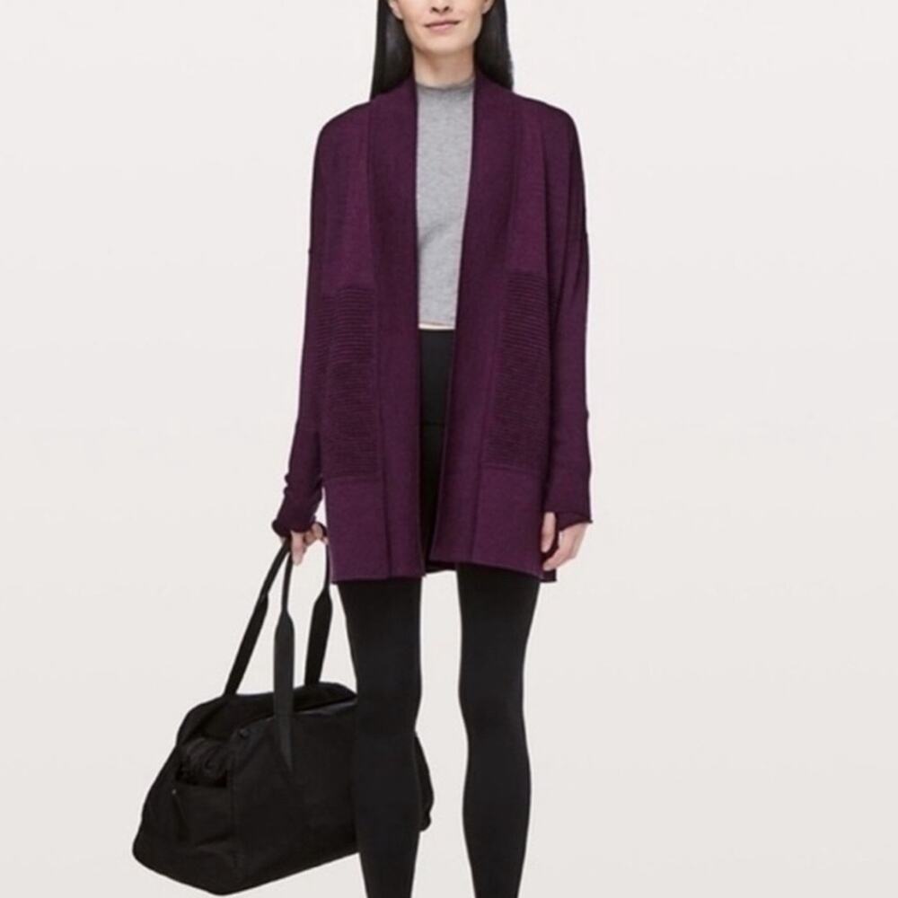 Lululemon Sit In Lotus Wrap ll Cardigan Sweater Wine Maroon Purple Size 8 $148